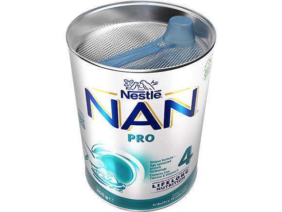 Nestlé NAN PRO 4 mjölkdryck för barn 800g burk open 1